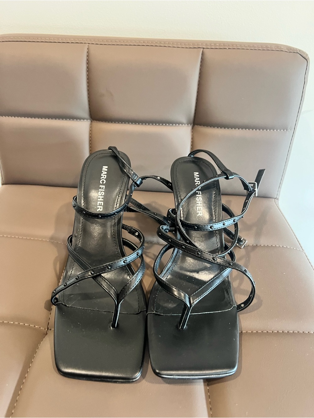 Marc Fisher Black Strappy Heeled Sandals Size 7.5
